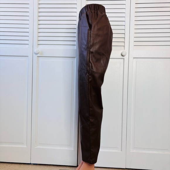 LISADNYC The Drop Coffee Bean Vegan Leather Pull-On Jogger Size Small - Picture 3 of 7